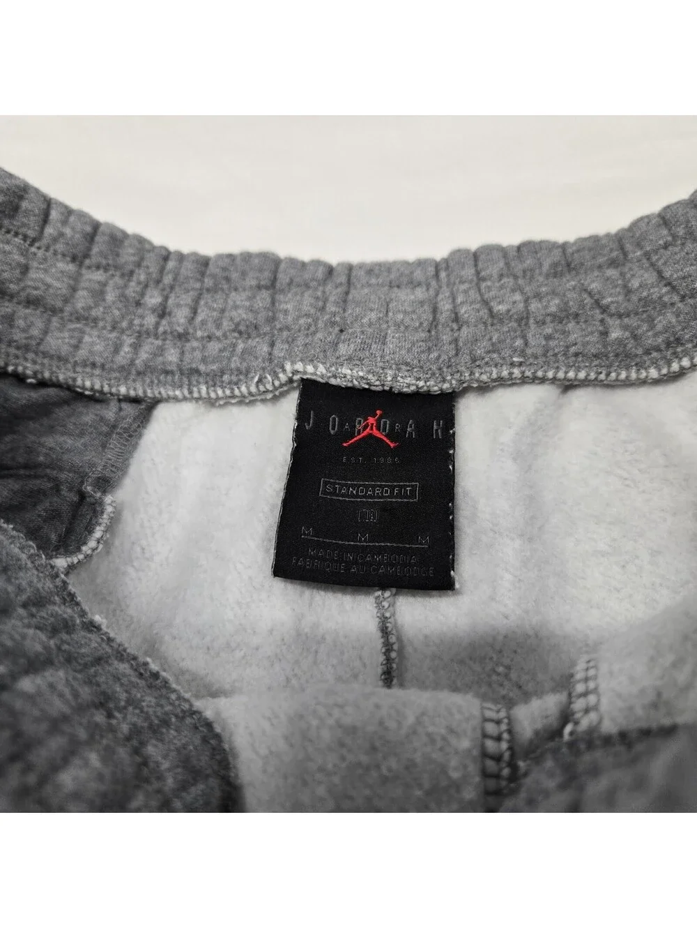 EUC Men's MEDIUM Air Jordan Jumpman Logo Sweatpants Grey Fleece Joggers Pockets